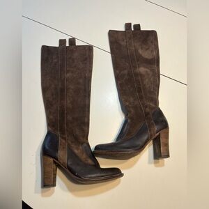 Frye Villager Brown Suede Leather Pull On Tall Boots Women's Size 9 M